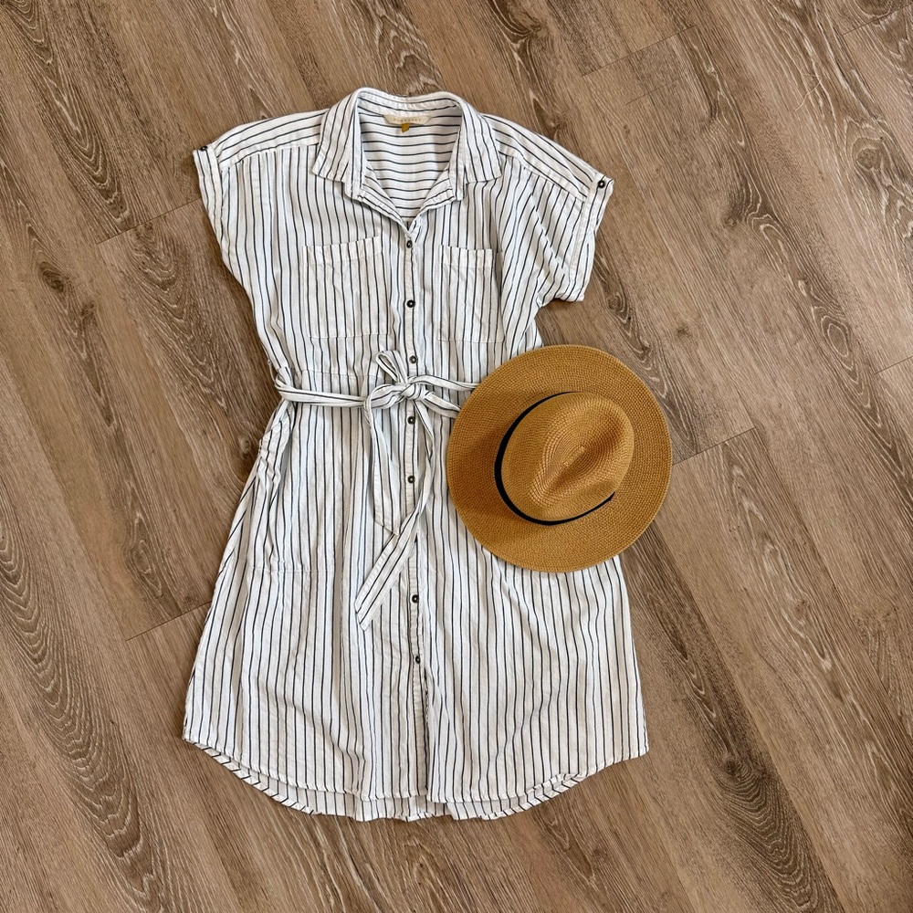 DownEast White and Black Striped Mini Dress